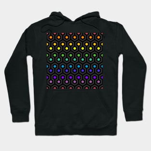 Geometric Pattern: Looped Hexagons: Rainbow Dark Hoodie